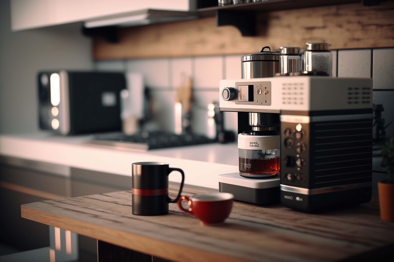 Coffee maker machine in modern kitchen