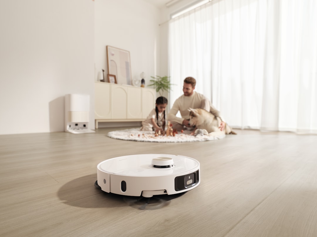 Robot vacuum cleaner cleaning home floor