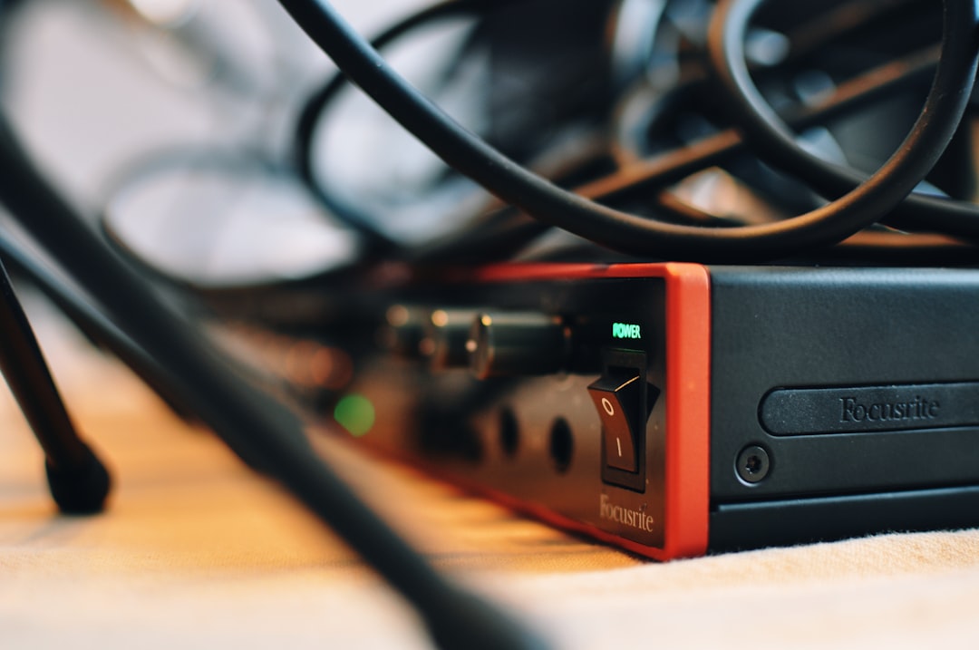 Close-up of professional recording microphone