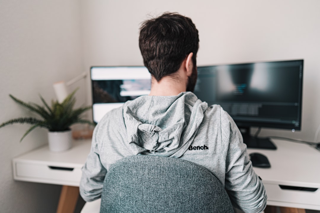 Comfortable productive person working at computer