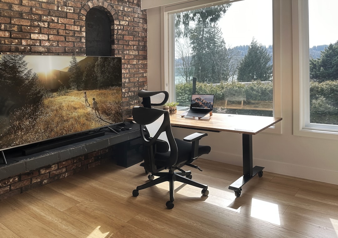 Adjustable standing desk workspace setup