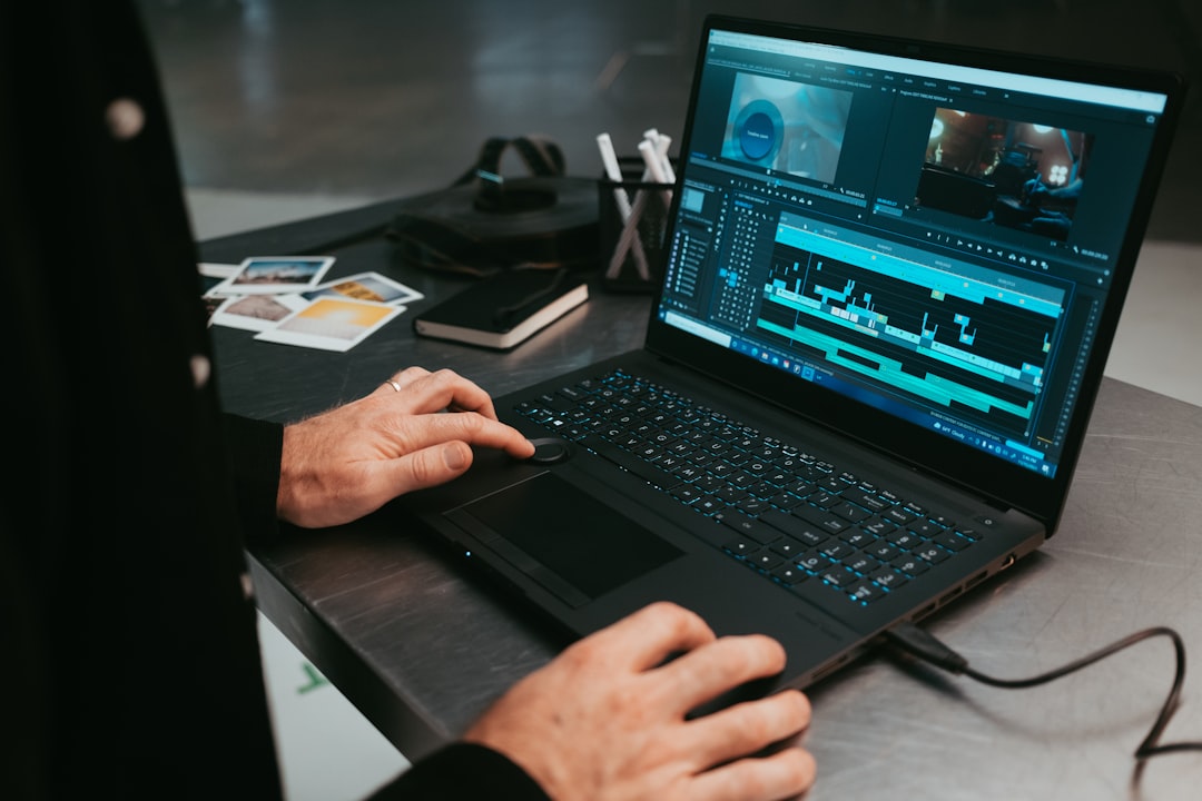 Video editing timeline software laptop screen