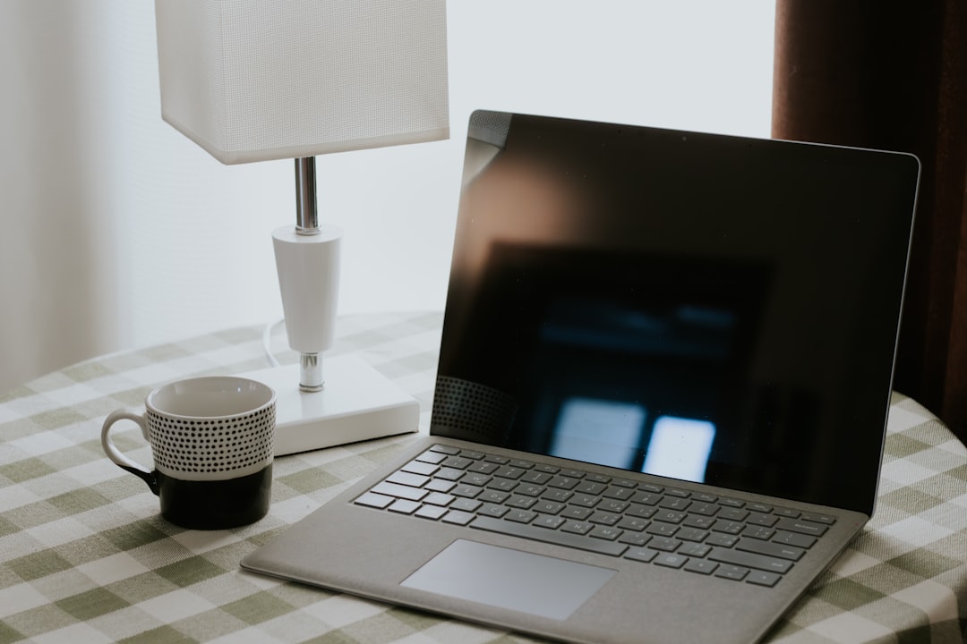 Modern laptop desk setup workspace clean