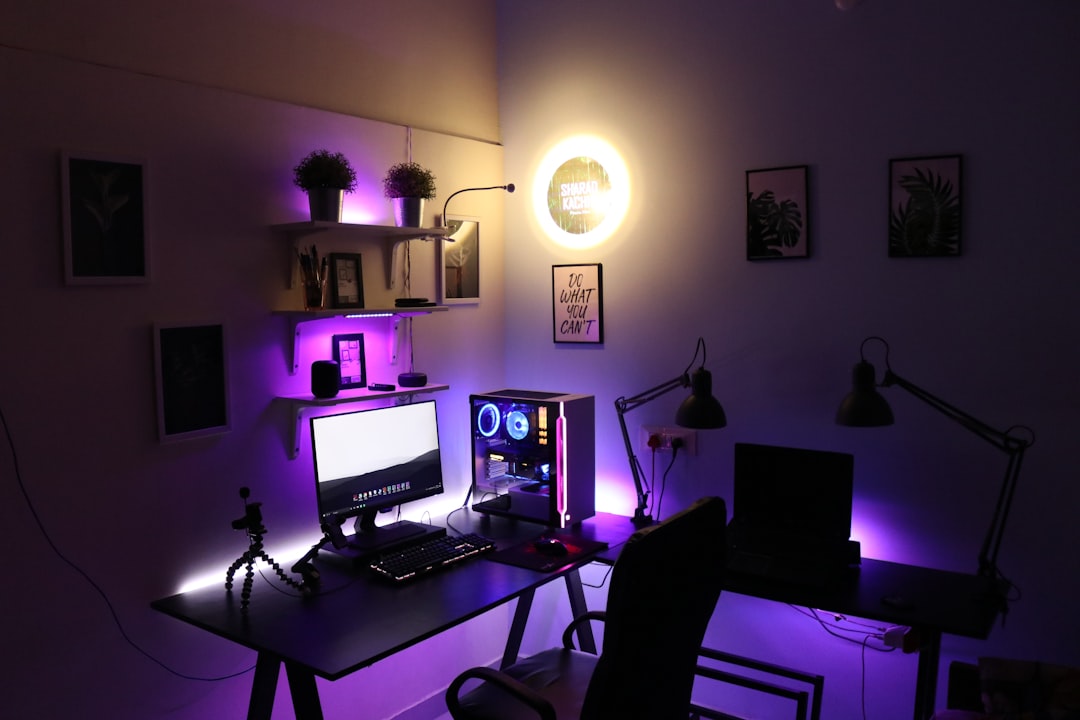 Streamer gaming setup professional lighting