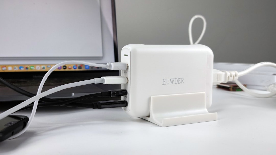 USB-C hub connected to laptop on desk