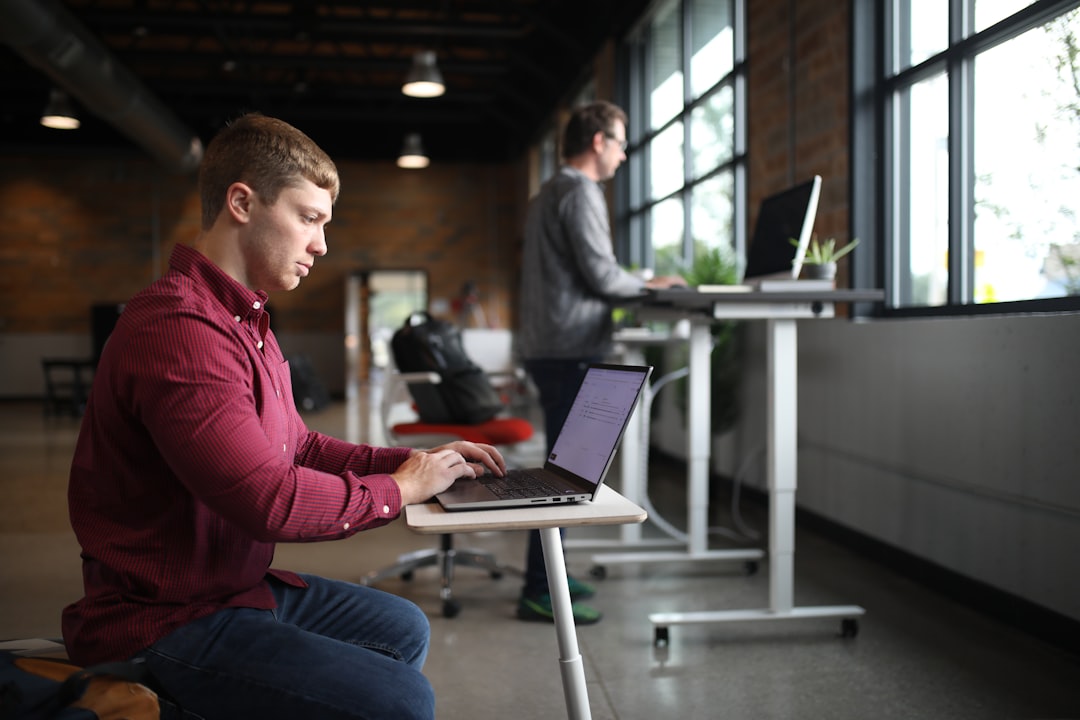 Ergonomic laptop desk setup with stand