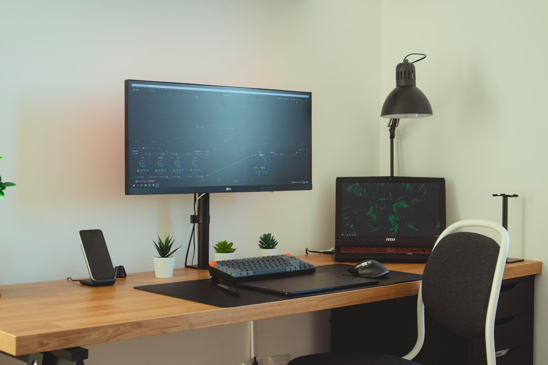 Modern home desk technology setup
