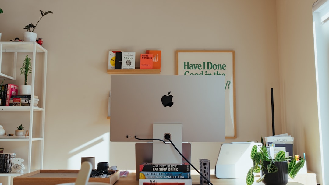 Organized desk with tech accessories