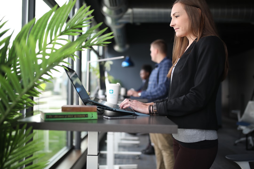Clean ergonomic workspace with a modern desk and monitor