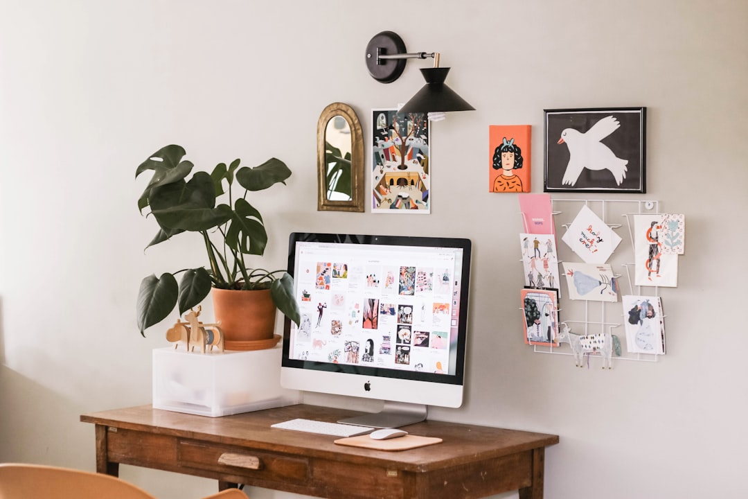 Modern office workspace with organized desk and technology
