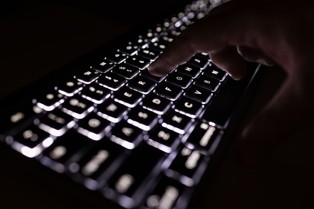 Keyboard typing hands close up