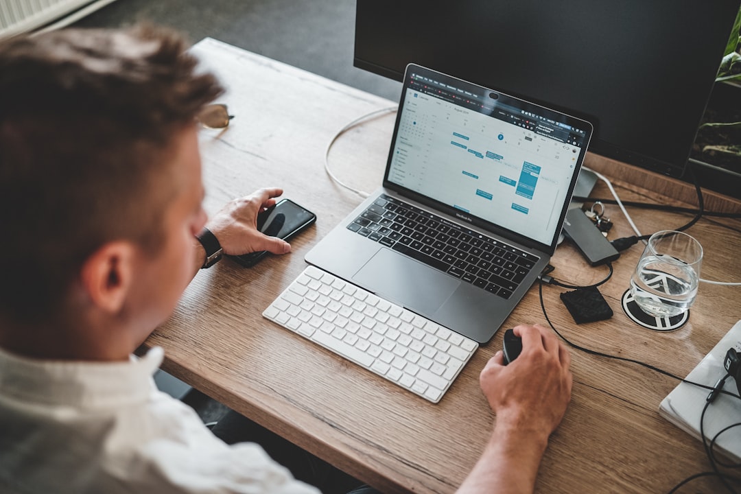 Working at a laptop desk setup during testing