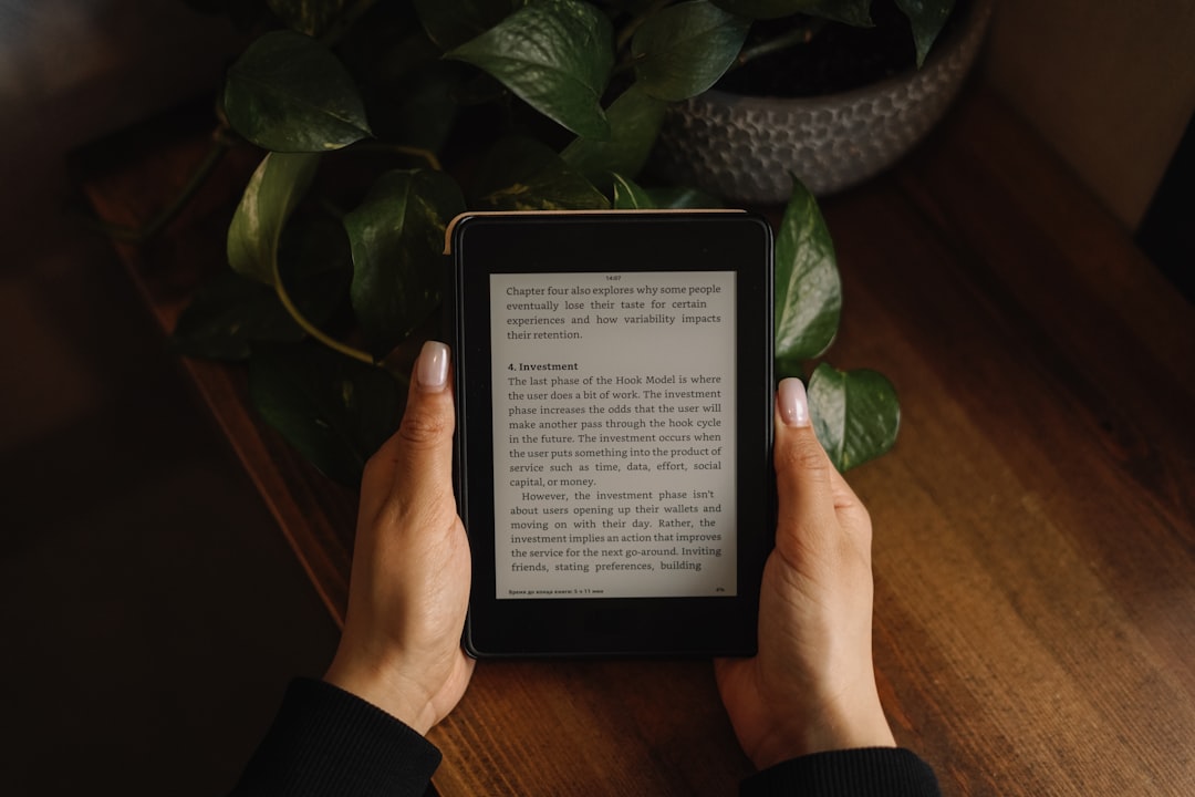 E-reader device displaying text on screen