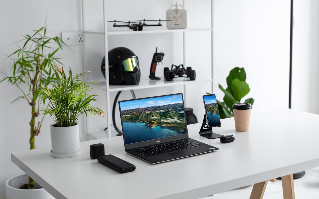Organized desk with gadgets