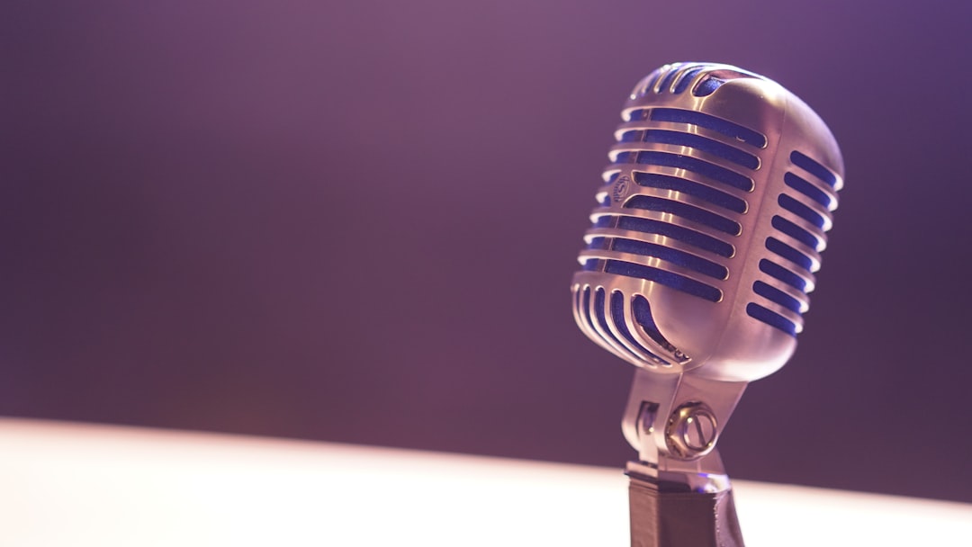 Close-up of a professional microphone in a recording environment