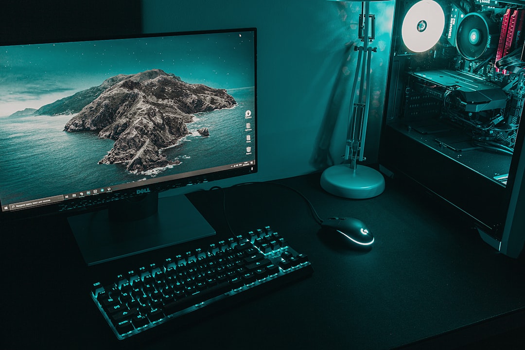 Dual monitor desktop workstation setup