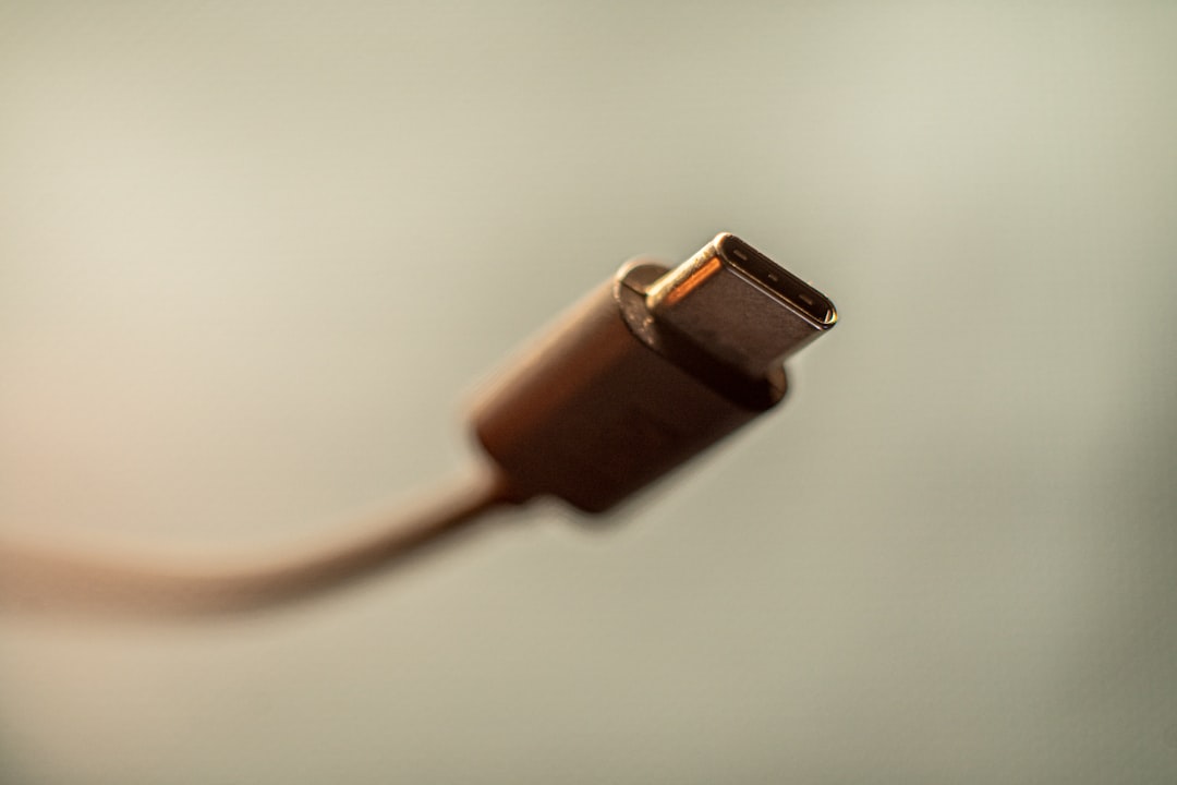 USB-C cable connecting laptop to external display