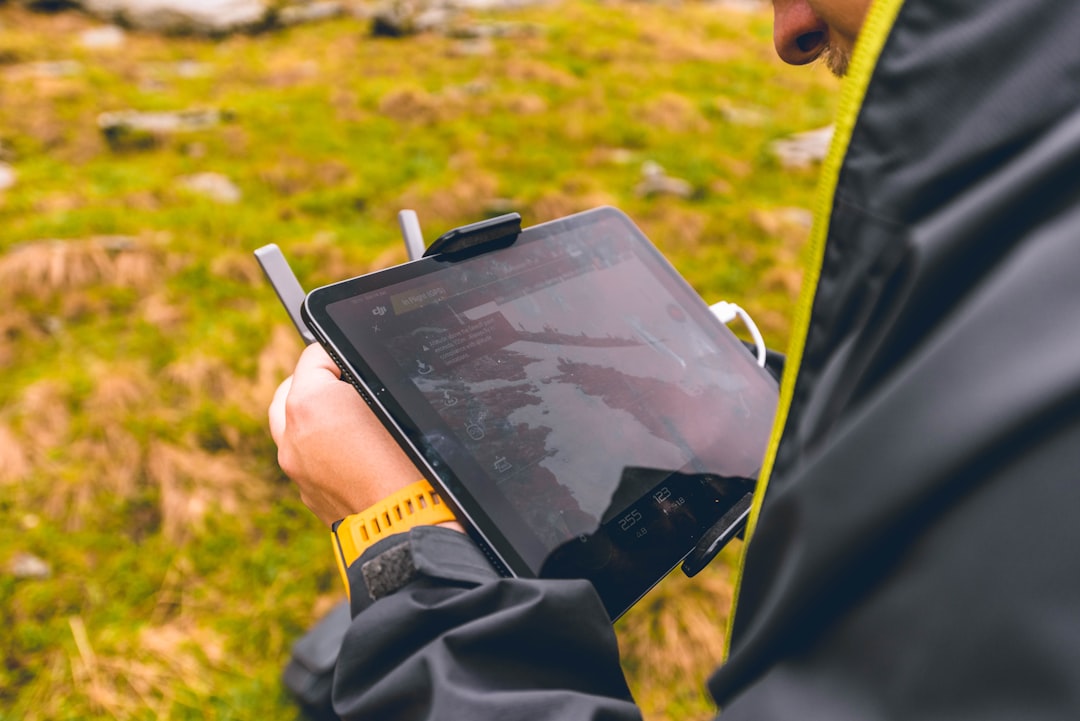 Rugged tablet being used in an outdoor environment