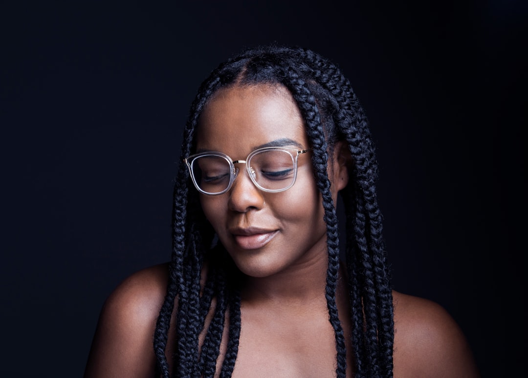Modern designer eyeglasses close-up