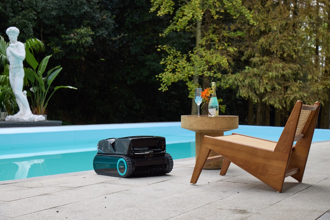 Modern smart backyard setup with various tech devices integrated