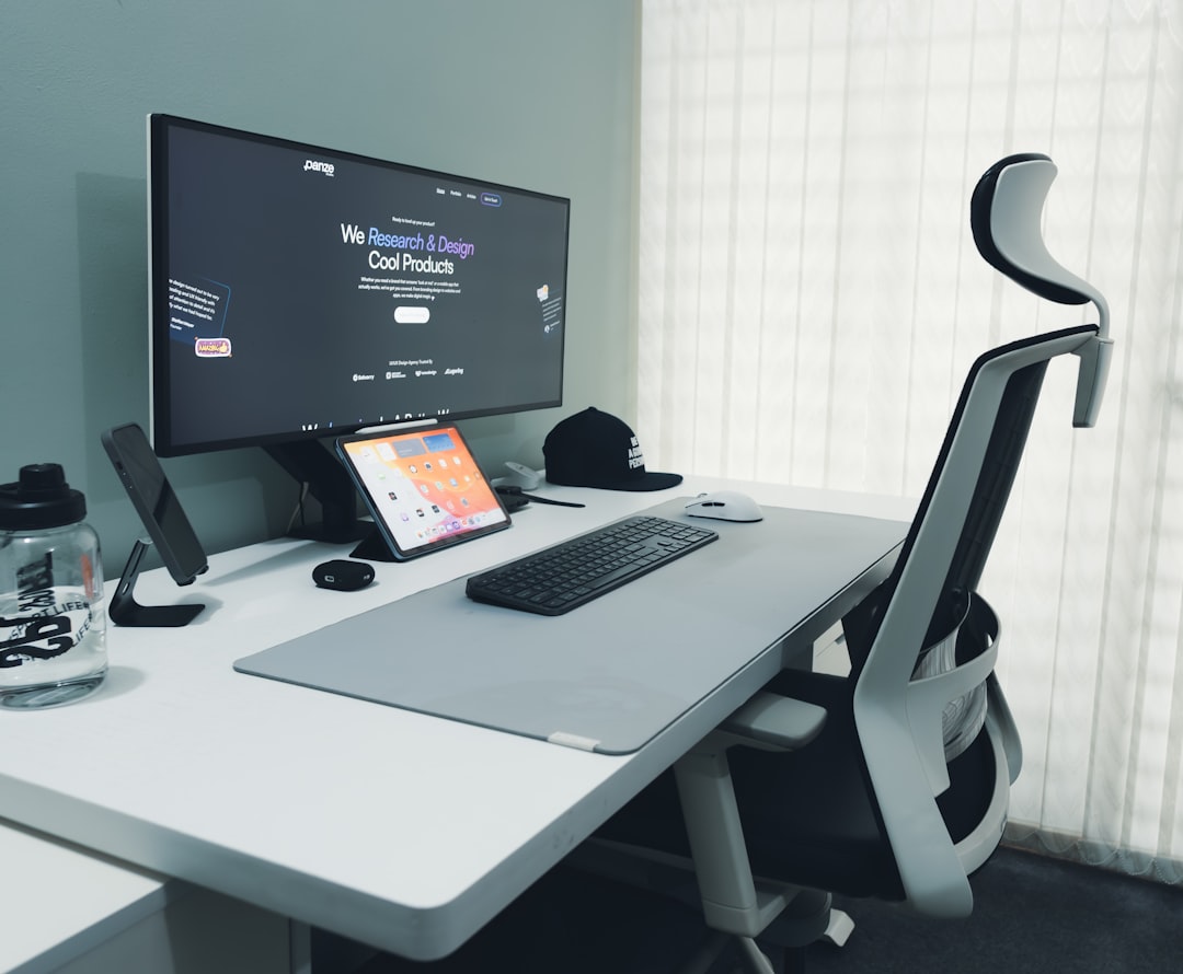 Clean organized home technology workspace