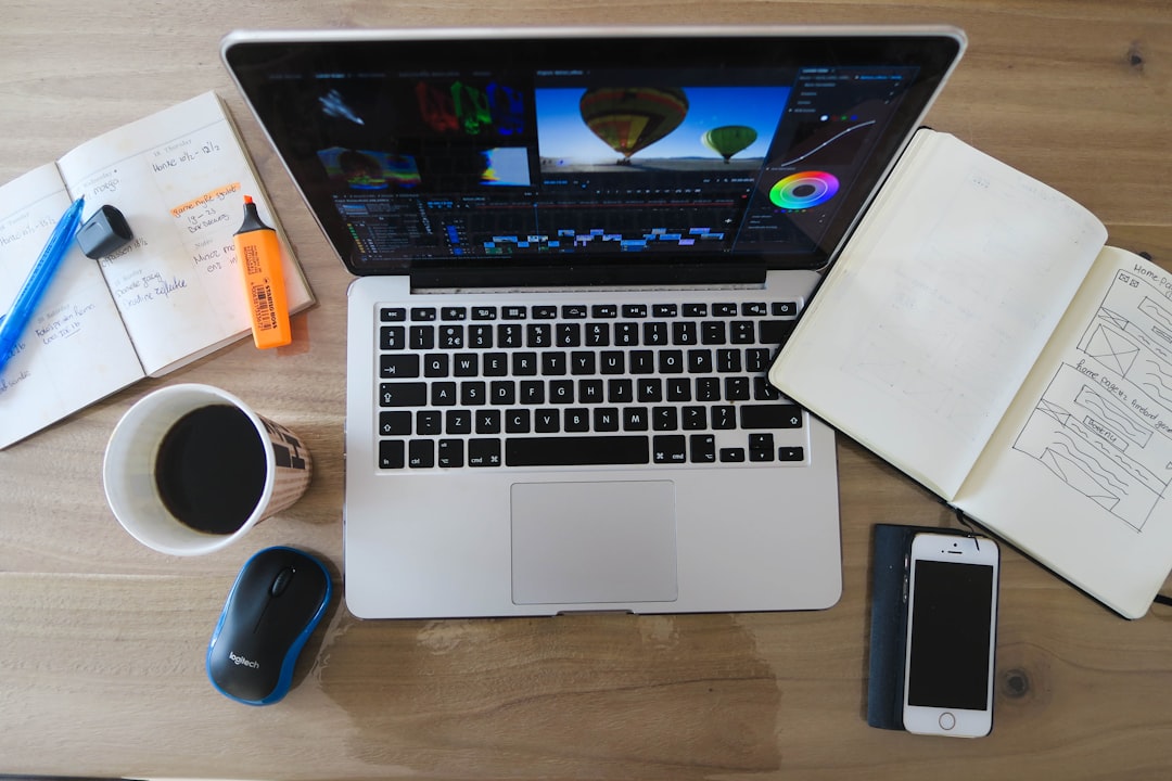 Creative workspace designer laptop screen