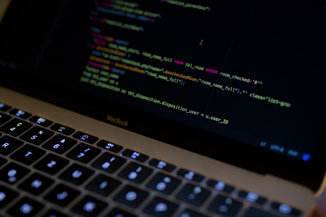 Developer workspace with code on screen