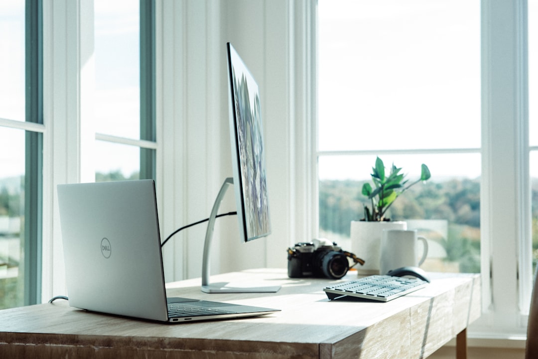 Modern home office workspace with computer setup