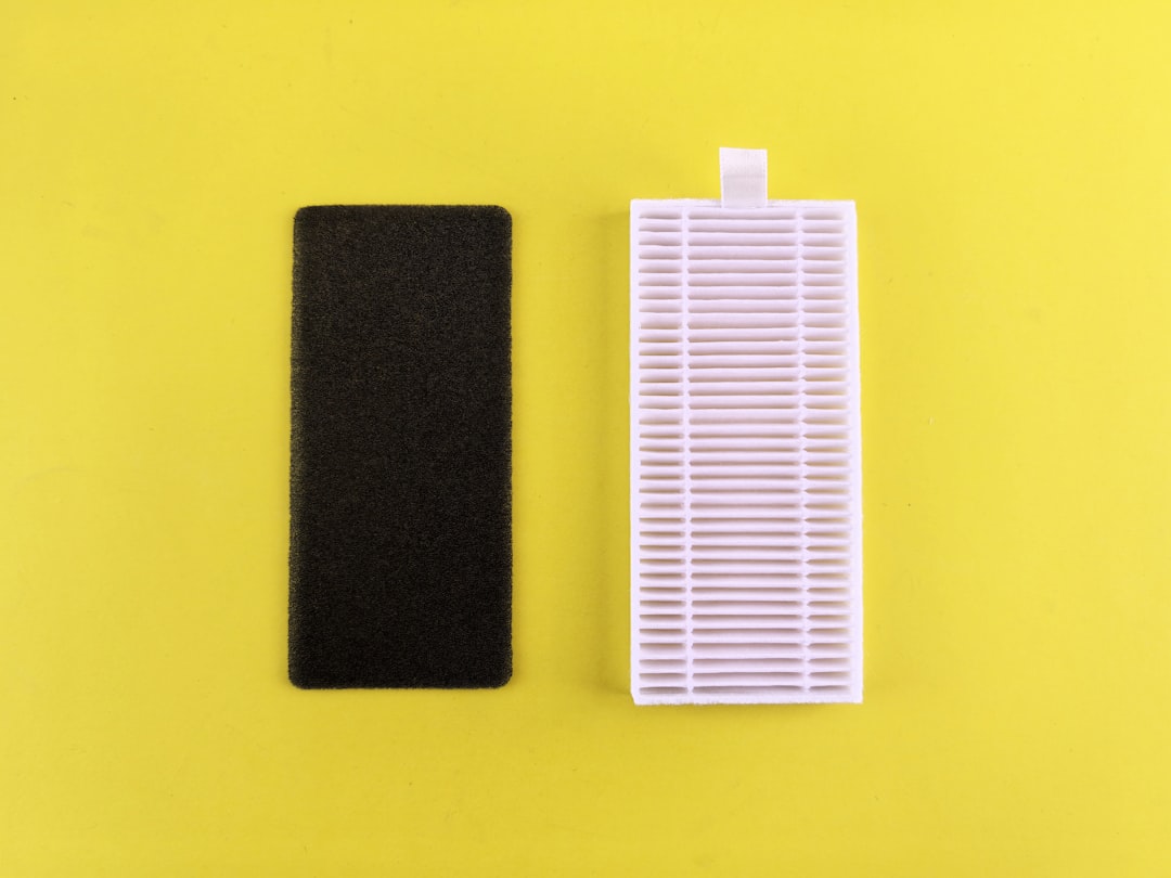 White HEPA air purifier on a surface