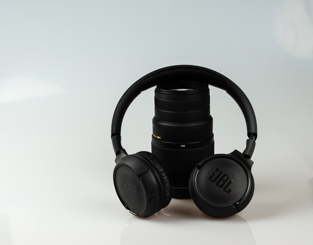 Premium black headphones product photography