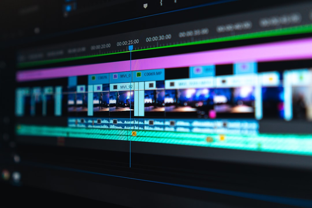 Video editing timeline on screen