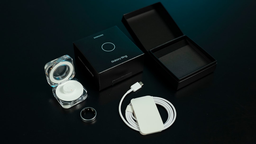 Smart ring charging dock on desk