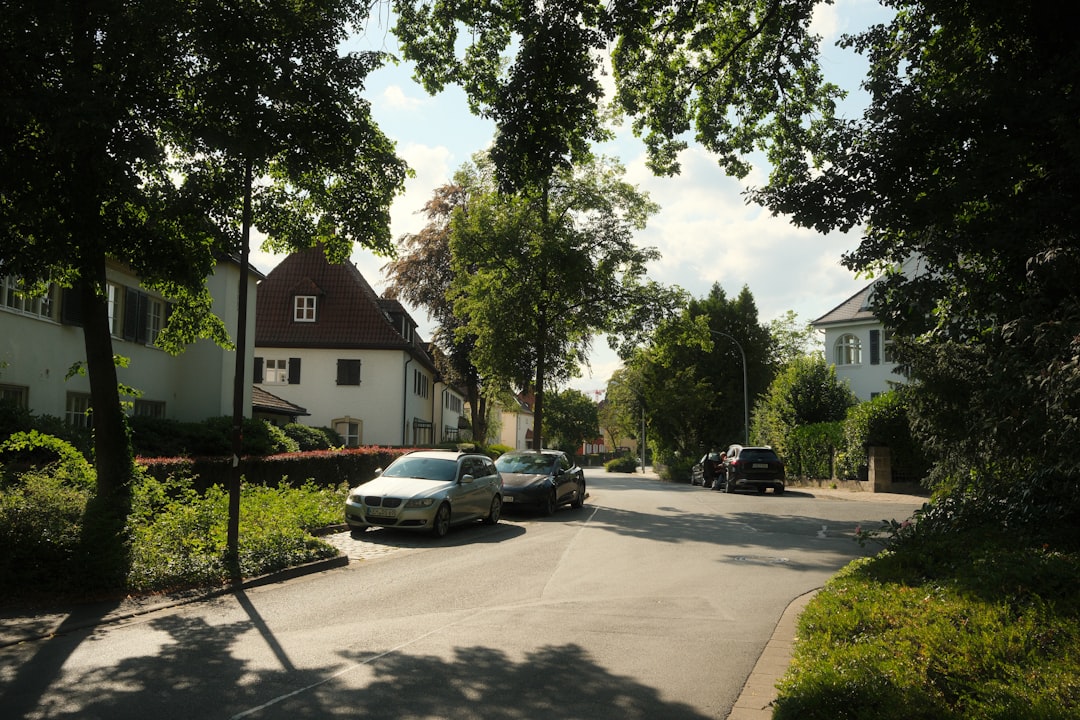 Cars parked along a quiet residential street