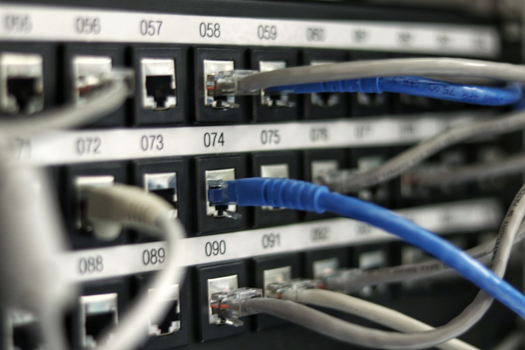 Ethernet cable plugged into laptop network port