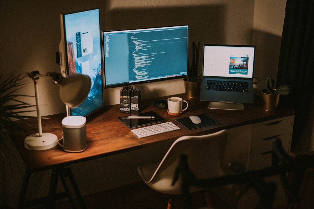Laptop connected to external monitor dual screen setup