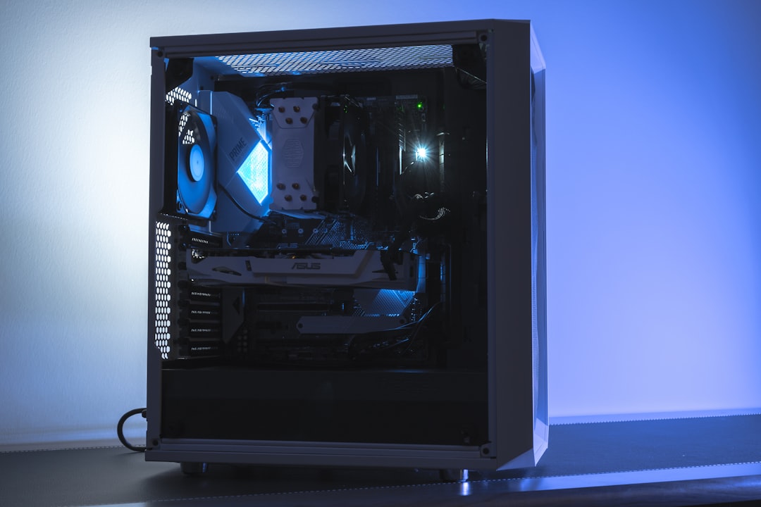 Graphics card installed inside a computer case