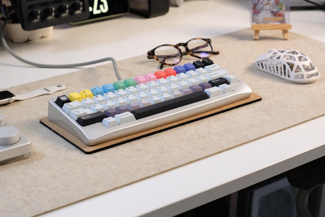 Compact aluminum desktop computer on a workspace