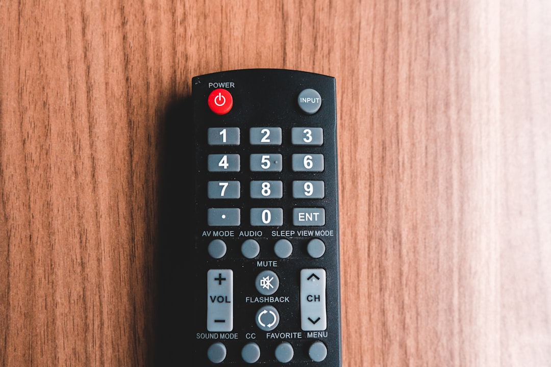 Universal remote control on coffee table