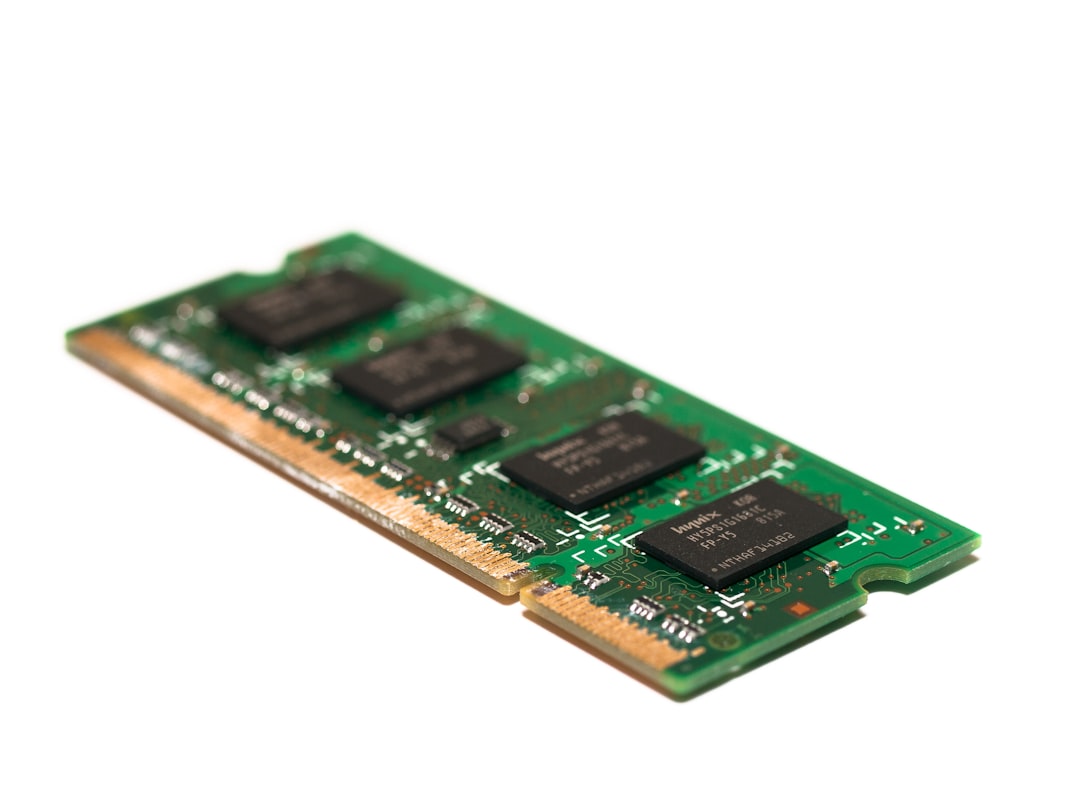 RAM memory module on green circuit board