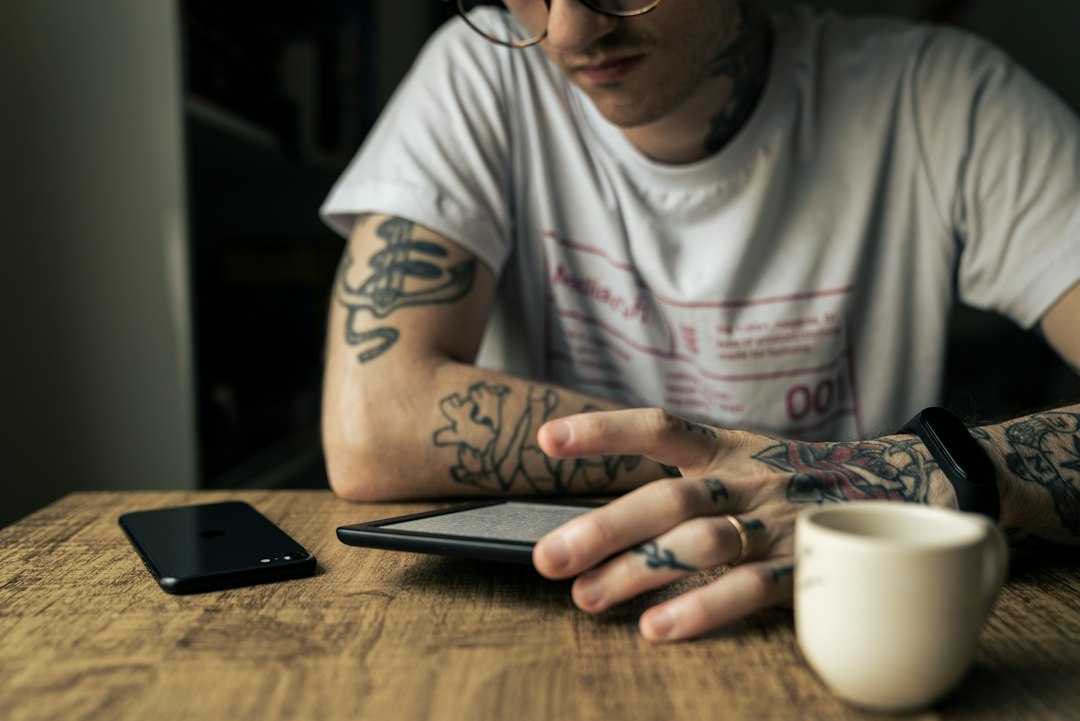 E-reader resting on a coffee table