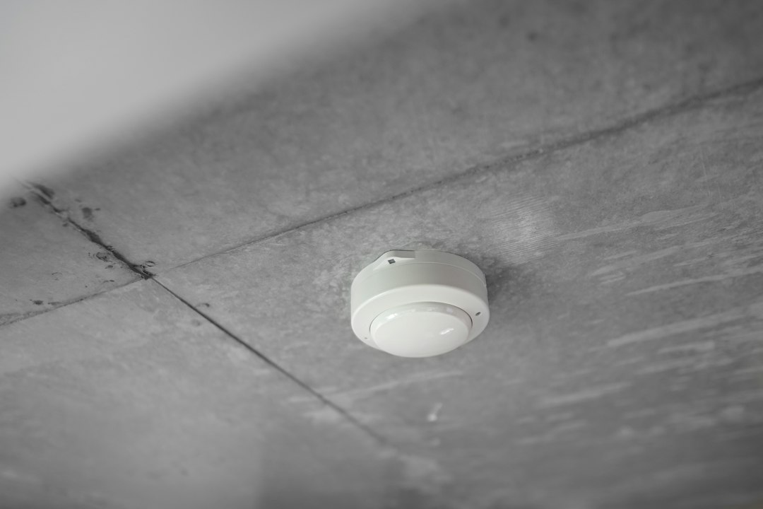 Smoke detector mounted on a ceiling