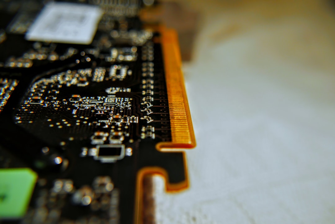 Graphics card circuit board closeup