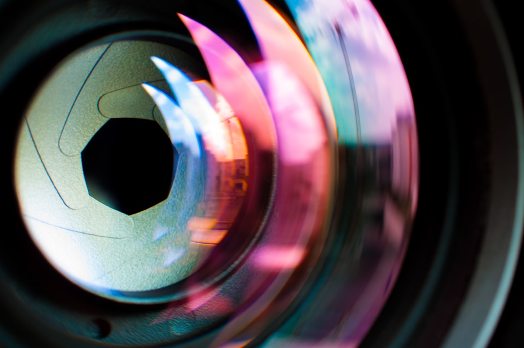 Macro close-up of a smartphone camera lens aperture