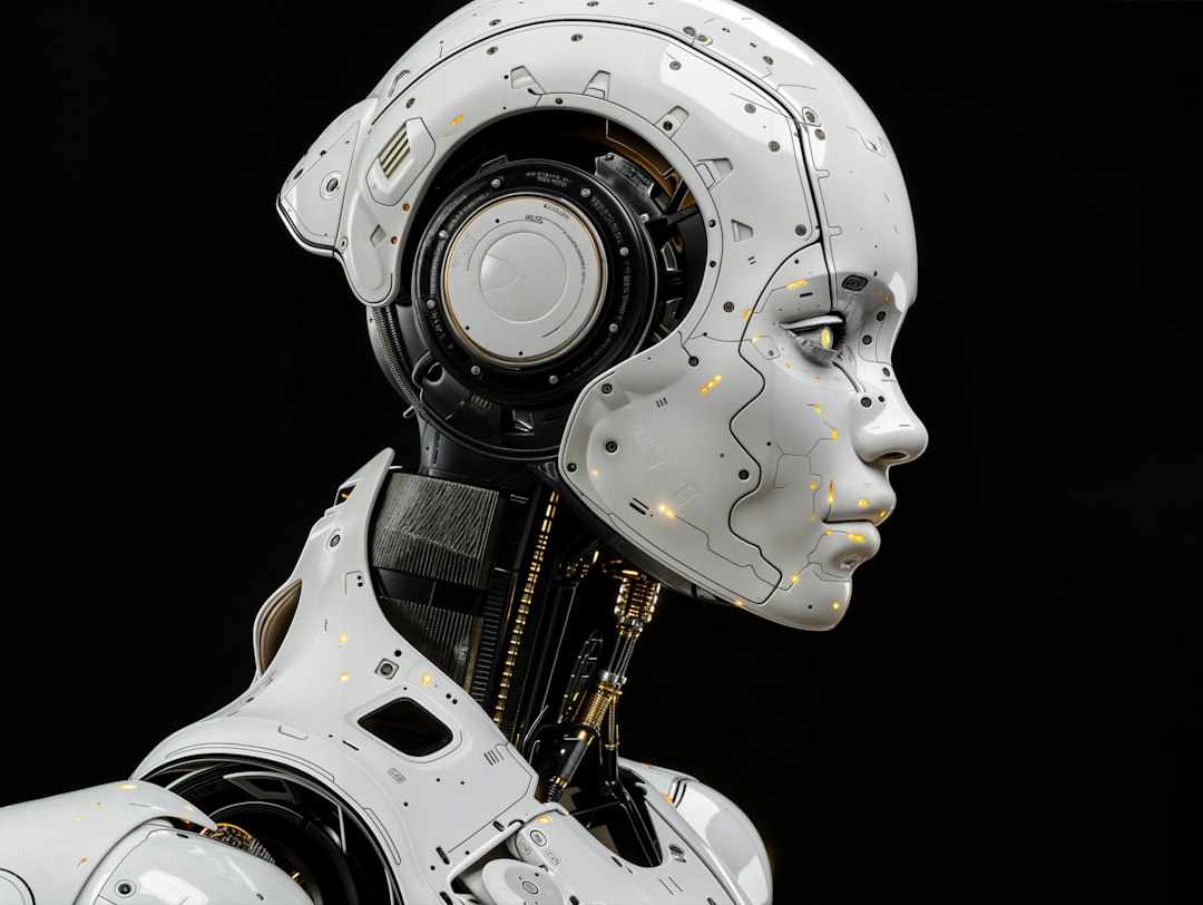 A white humanoid robot with exposed mechanical components