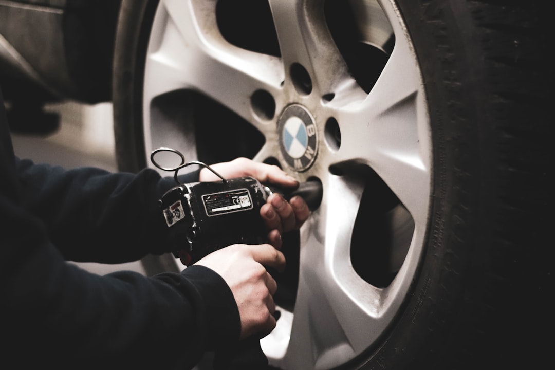 Tire service on a car wheel