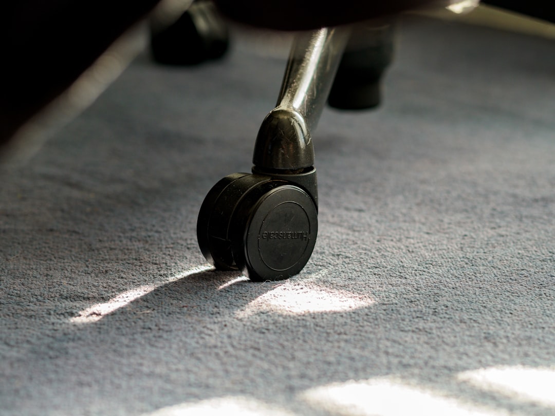 Closeup of a smooth-rolling office chair caster