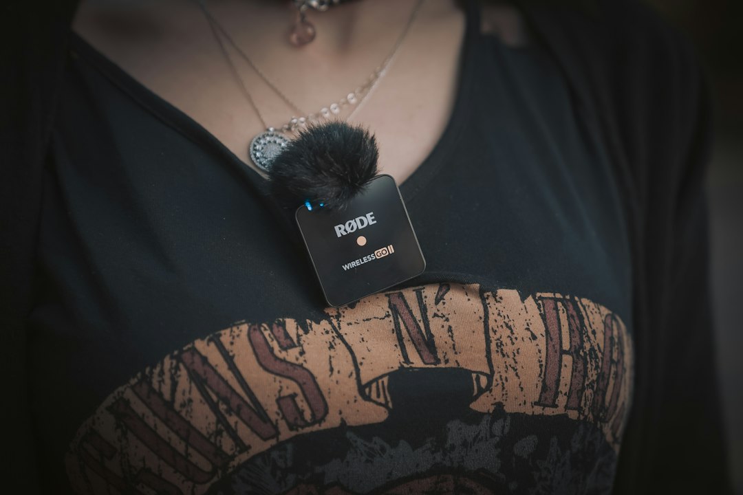 Lavalier microphone clipped to a shirt