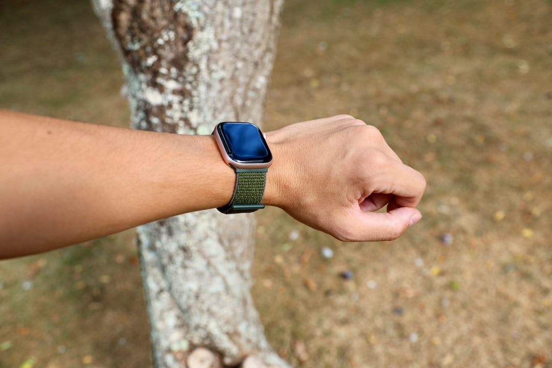 Smartwatch on a wrist outdoors