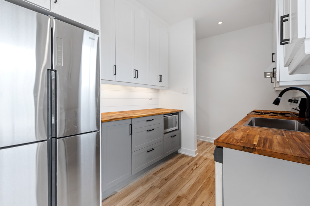 Stainless steel refrigerator in a modern kitchen