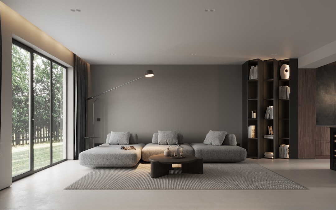 Living room where local voice commands control lighting and media